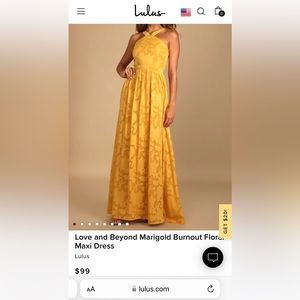 Lulus Marigold Dress NWT